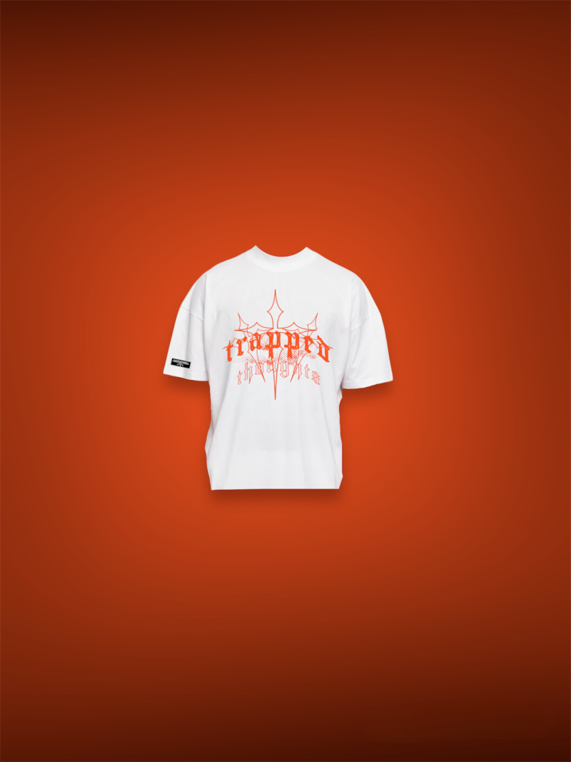 "Nightlife" T-shirt - White/Orange